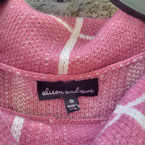 Alison Andrews Small Slide Split Pink Patterned Cowl Neck Sweater - Picture 6 of 7